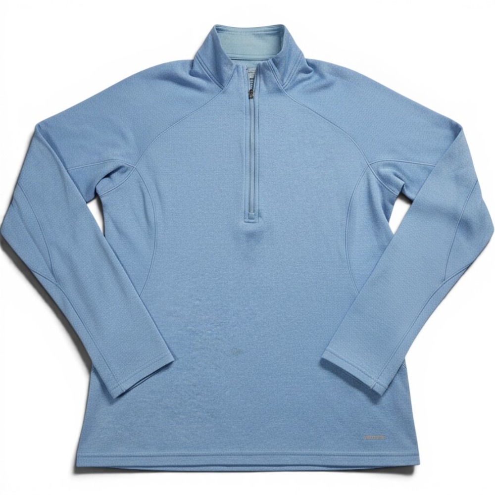 Patagonia 1/4 Zip Pullover Top Womens L Blue Long Sleeve Capilene Midweight